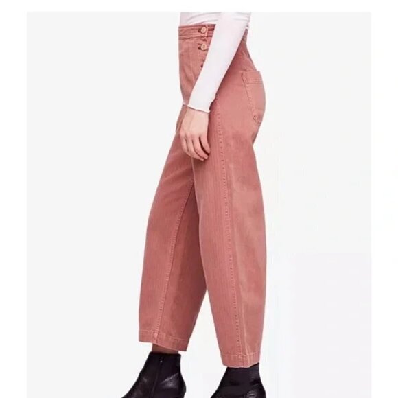 Free People Clean Mod Utility Crop Pant Mauve Size 0 - Picture 3 of 14